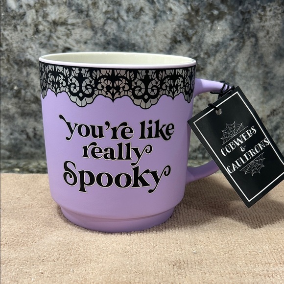 NWT Cobwebs & Cauldrons Purple You're Like Really Spooky Mug - Picture 1 of 3